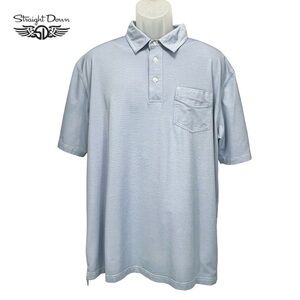 Straight Down | Men XL | Light Blue Moisture Wicking Performance Golf Polo‎